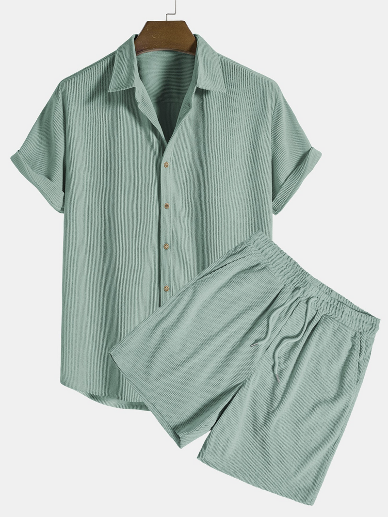 Stijlvolle heren zomer-set met shirt en corduroy shorts - SommerKern