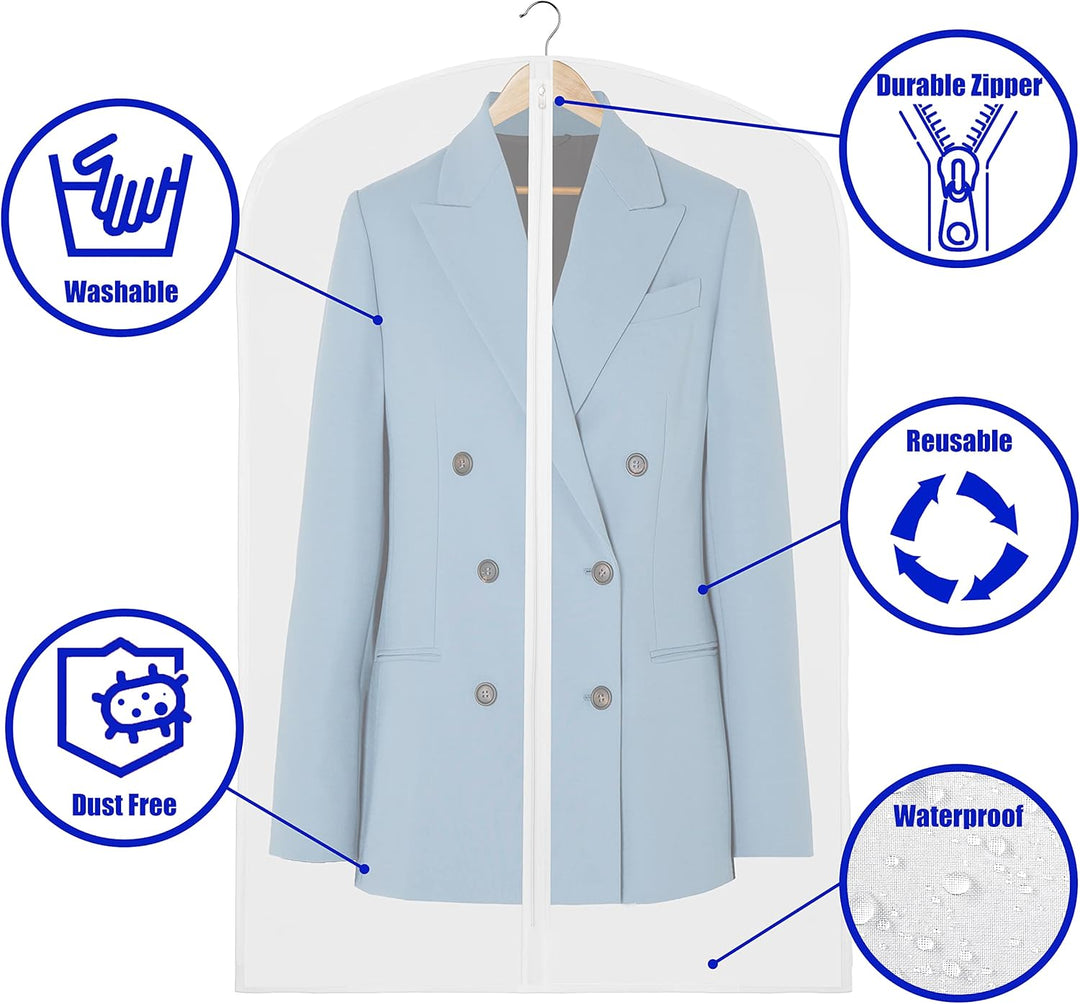 Transparent Full-Length Garment Bags – 10-Pack Storage Bags for Suits and Dresses (Buy 1, Get 1 FREE)