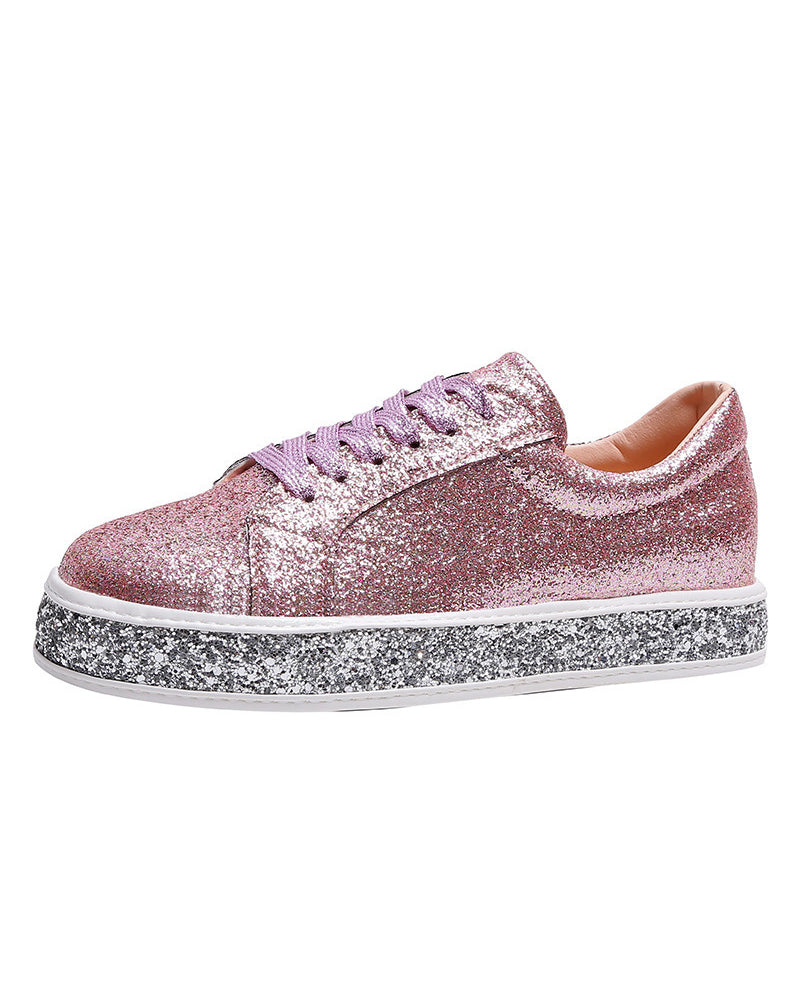Stilvolle Plateau-Glitzer-Damensneaker - Sienna