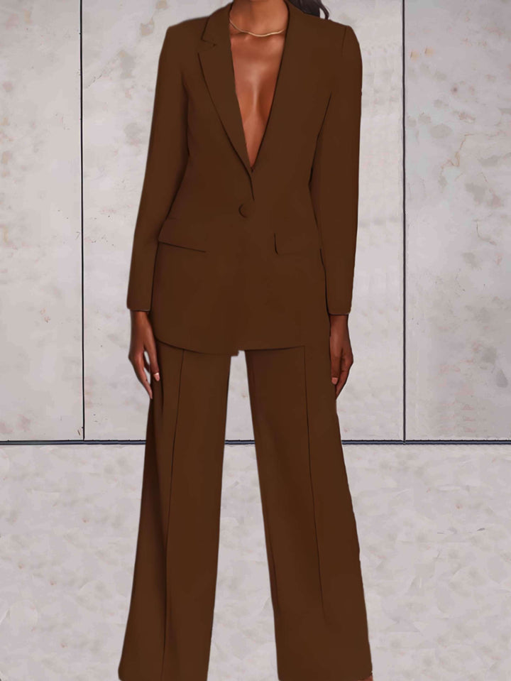 Zweiteiliges Business Damen Set mit Blazer & Weitem Hose – Emilia