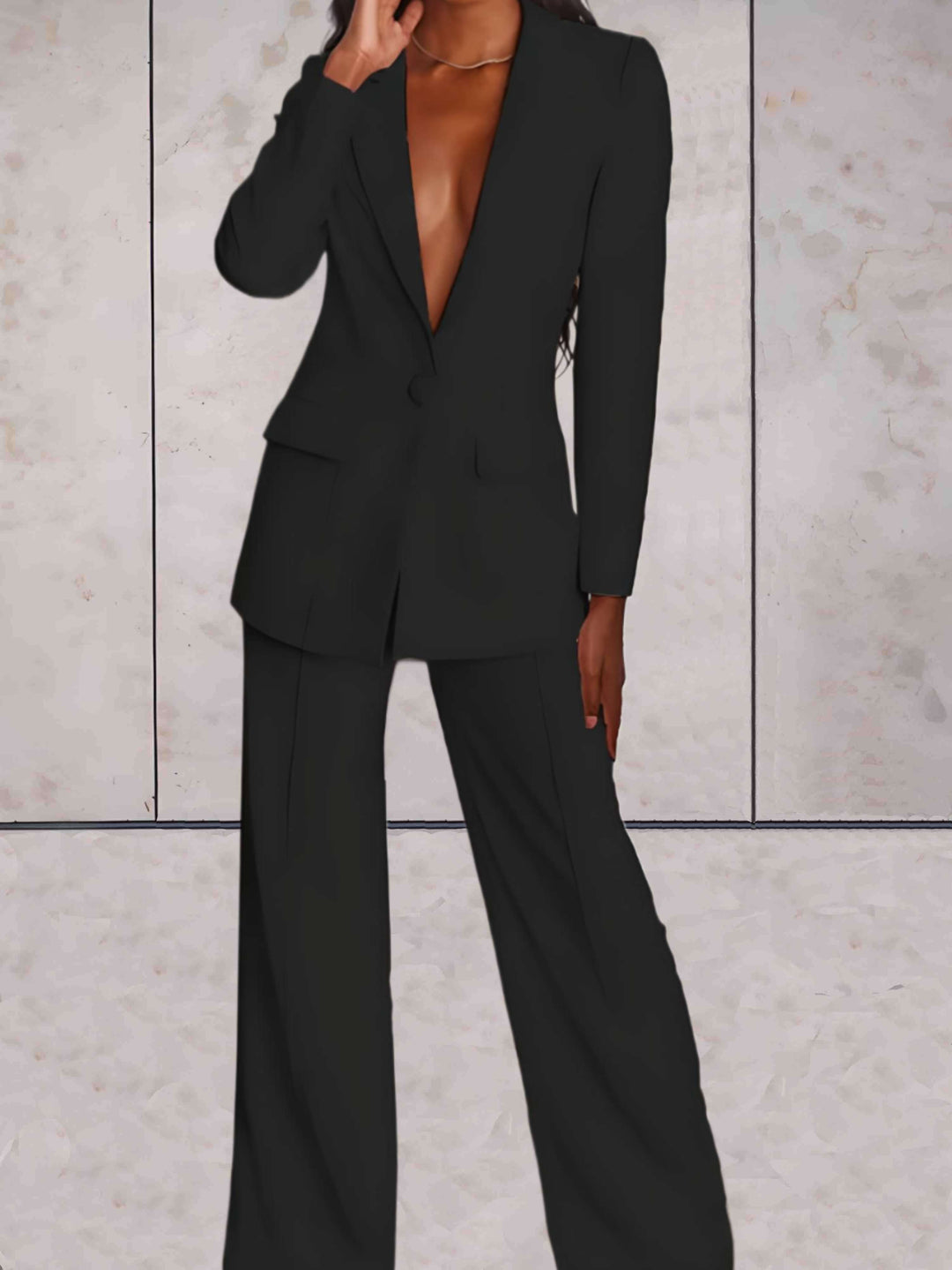 Zweiteiliges Business Damen Set mit Blazer & Weitem Hose – Emilia