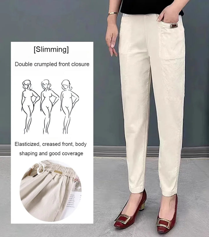 Lichte Katoenen Zomerbroek met Elastische Band - Linnea