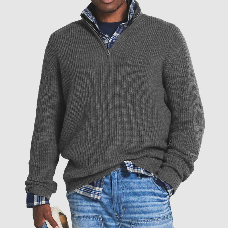 Bequemer Herrenpullover mit halbem Reißverschluss – Milan