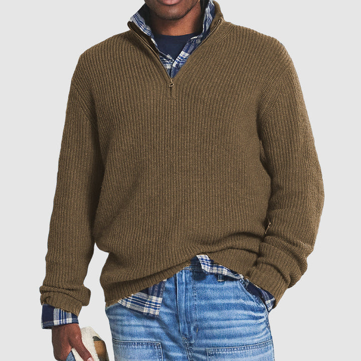 Bequemer Herrenpullover mit halbem Reißverschluss – Milan