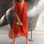 Locker fallendes Maxikleid mit V-Ausschnitt – Elara