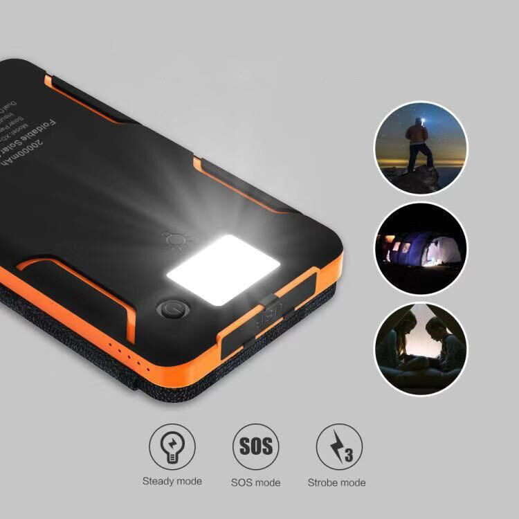 Solar power bank with 4 panels and 3 USB ports – SunCore
