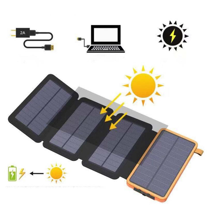 Solar power bank with 4 panels and 3 USB ports – SunCore