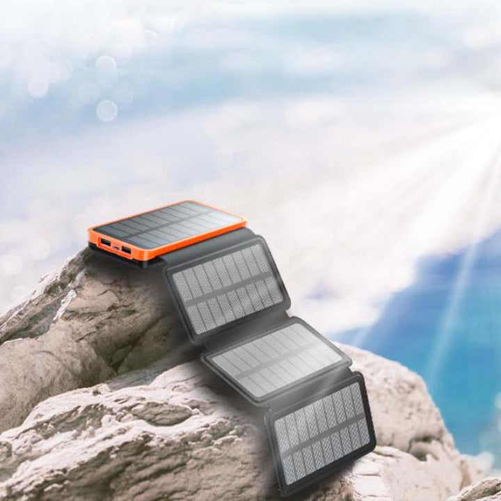 Solar power bank with 4 panels and 3 USB ports – SunCore