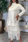 Legeres Kleid mit langen Ärmeln und Mesh-Rock – Ysolde