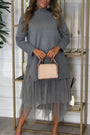 Legeres Kleid mit langen Ärmeln und Mesh-Rock – Ysolde