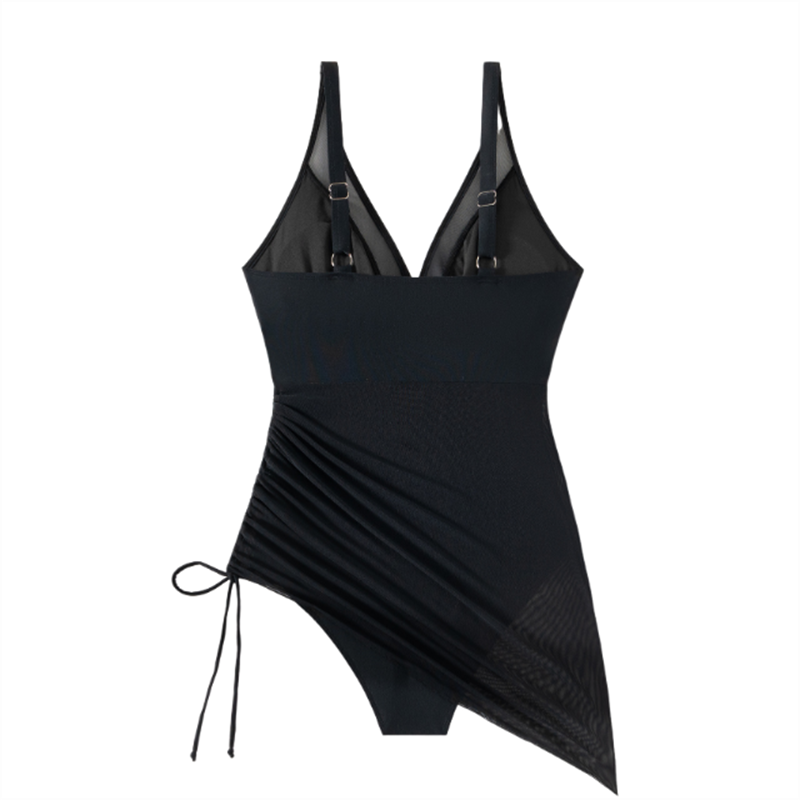 Figurformendes Badeanzugkleid mit Mesh-Einsatz und Wickellook - Melina