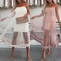 Schulterfreies Tüllkleid mit Rüschen - Nea