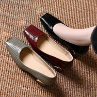 Snake Print Square Toe Heel Pumps 6