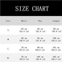 Maattabel met taille, heup en lengte in centimeters en inches voor de maten S tot en met XL. 11