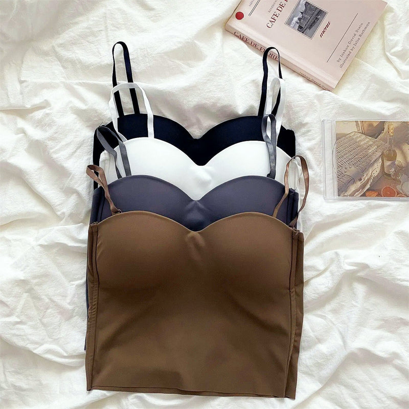 Set aus 4 luftigen Tanktops mit integriertem Bandeau-BH – Tiana