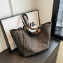 Oversize Canvas-Schultertasche mit Leopardenmuster - Lila