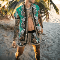 Zweiteiliges Herren-Sommer-Set mit Patchwork-Print – Malik