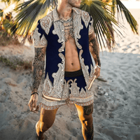 Zweiteiliges Herren-Sommer-Set mit Patchwork-Print – Malik