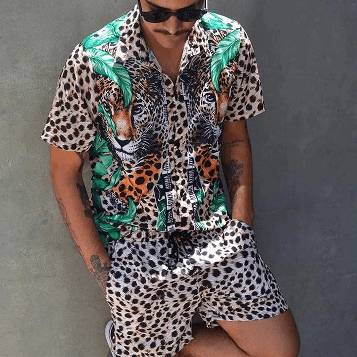 Zweiteiliges Herren-Sommer-Set mit Patchwork-Print – Malik