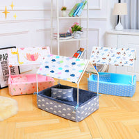 Covered Fleece Sleeping Basket with Roof and Pillow