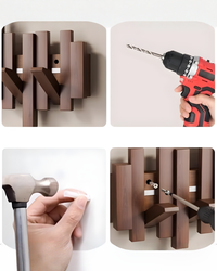 Wooden Wall Coat Rack with Foldable Magnetic Hooks – Beech, 3-10 Hooks 9