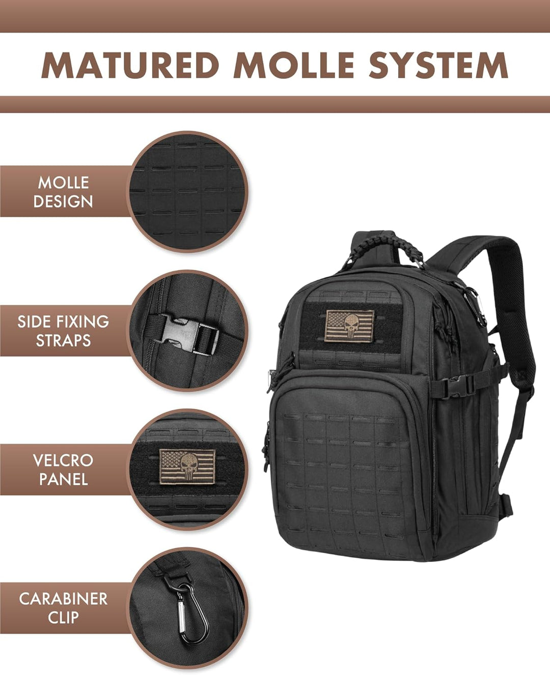 35L Outdoor-Taktischer Rucksack mit Molle-System und Laptopfach