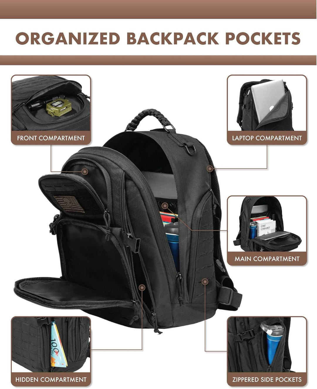 35L Outdoor-Taktischer Rucksack mit Molle-System und Laptopfach