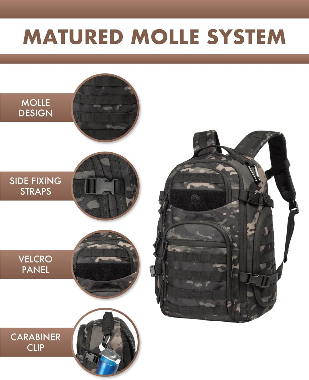 35L Outdoor-Taktischer Rucksack mit Molle-System und Laptopfach