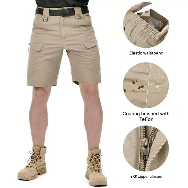 Heren Outdoor Shorts met 6 ritszakken - FlexTrek Cargo Shorts
