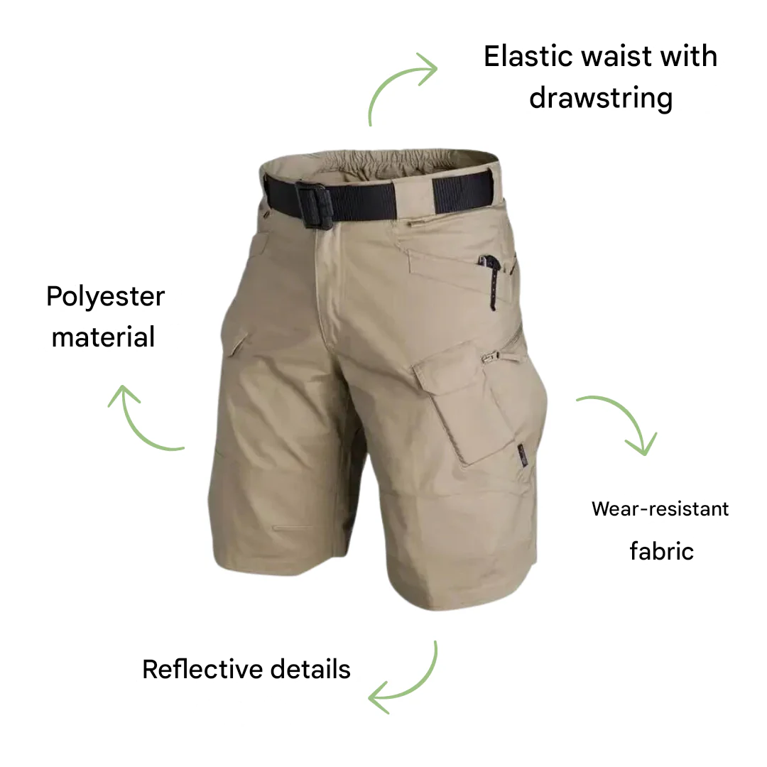 Heren Outdoor Shorts met 6 ritszakken - FlexTrek Cargo Shorts
