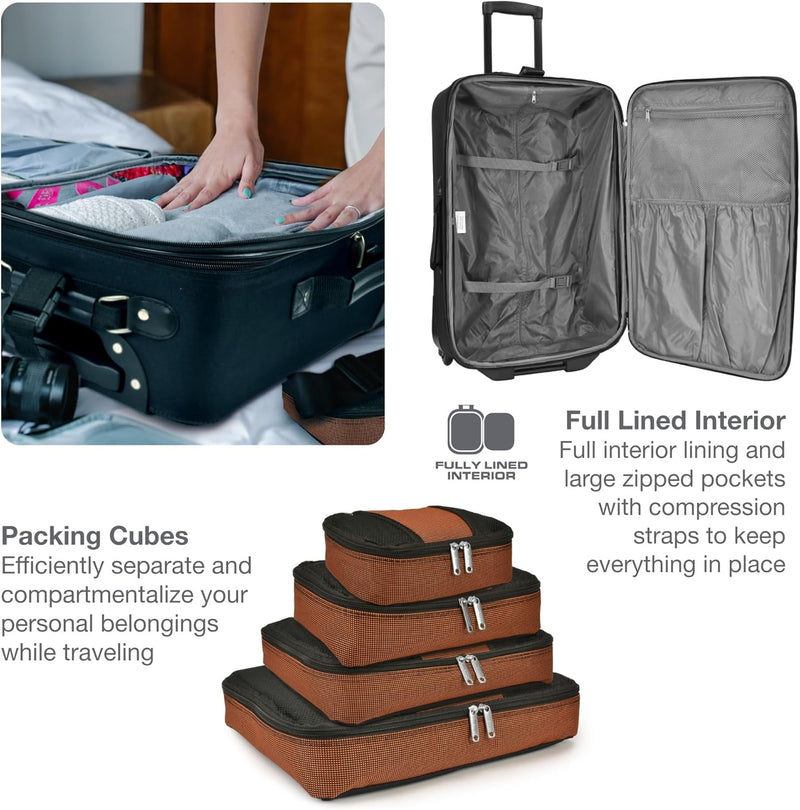 8-delige Soft Shell Kofferset met Inpak Cubes en TSA Slot – TravelMax