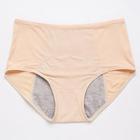 Beige slip met hoge taille van voren, met fijn gaatjespatroon en een grijs opvangpaneel in het kruis. 14
