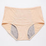 Beige slip met hoge taille van voren, met fijn gaatjespatroon en een grijs opvangpaneel in het kruis. 14