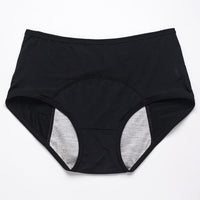 Zwarte slip met hoge taille van voren, met gaatjesstof en een grijs opvangpaneel in het kruis. 20