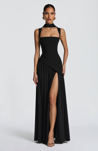 Flowing Chiffon Maxi Dress with Lace-Up Back 12