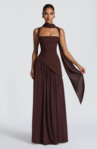 Flowing Chiffon Maxi Dress with Lace-Up Back 10