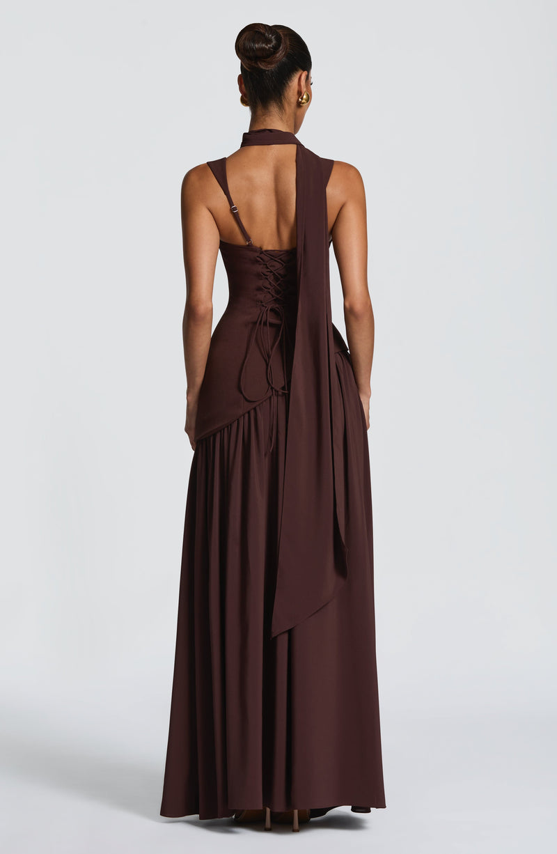Flowing Chiffon Maxi Dress with Lace-Up Back 11