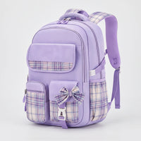 Structured School Backpack with Plaid Accents - Comfort and Style 6