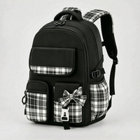 Structured School Backpack with Plaid Accents - Comfort and Style 7