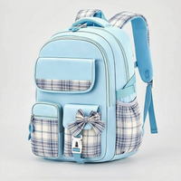 Structured School Backpack with Plaid Accents - Comfort and Style 8