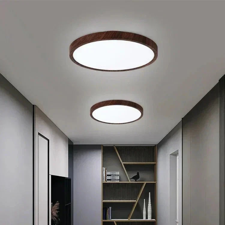 Ultrathin Walnut Circular Ceiling Light for Elegant Modern Spaces 5