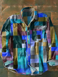 Men's Printed Long-Sleeve Shirt - Relaxed Casual Button-Up 3