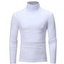 Wit shirt met lange mouwen en hoge hals, vooraanzicht op witte achtergrond 2