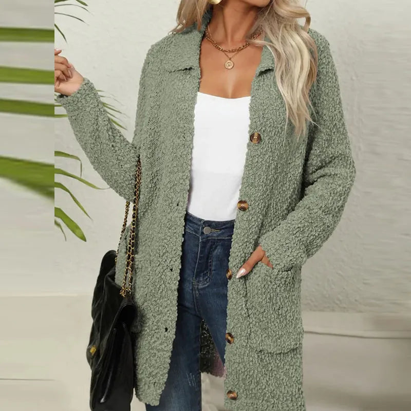 Lange Teddyweste mit Taschen - Ella