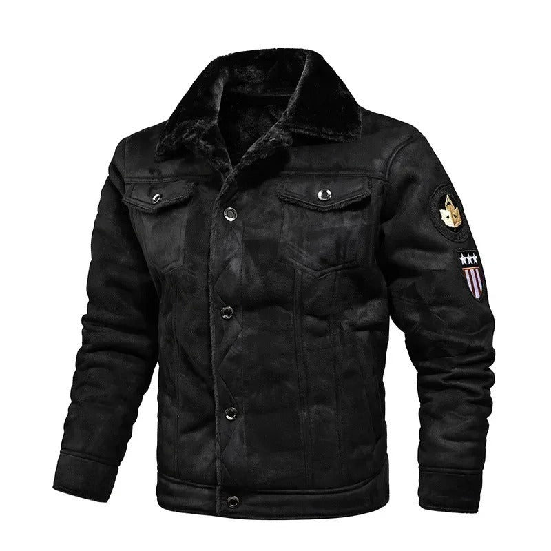 Luxuriöse übergroße Lederjacke mit Samtfutter - Victor