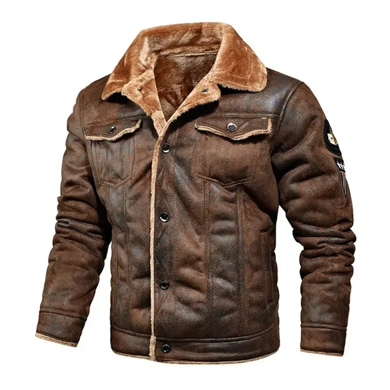 Luxuriöse übergroße Lederjacke mit Samtfutter - Victor