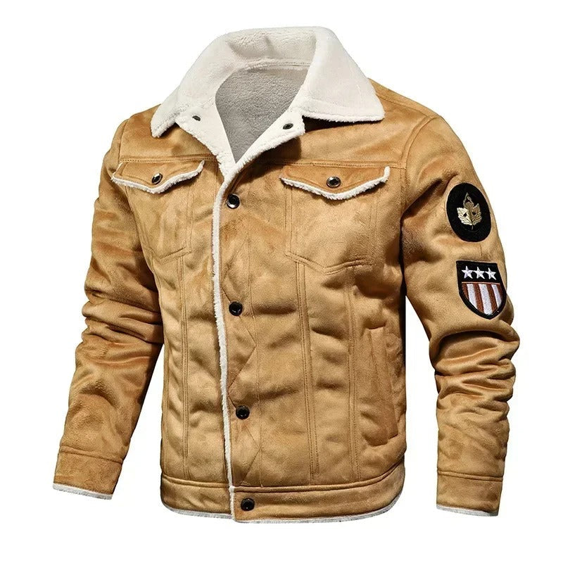 Luxuriöse übergroße Lederjacke mit Samtfutter - Victor