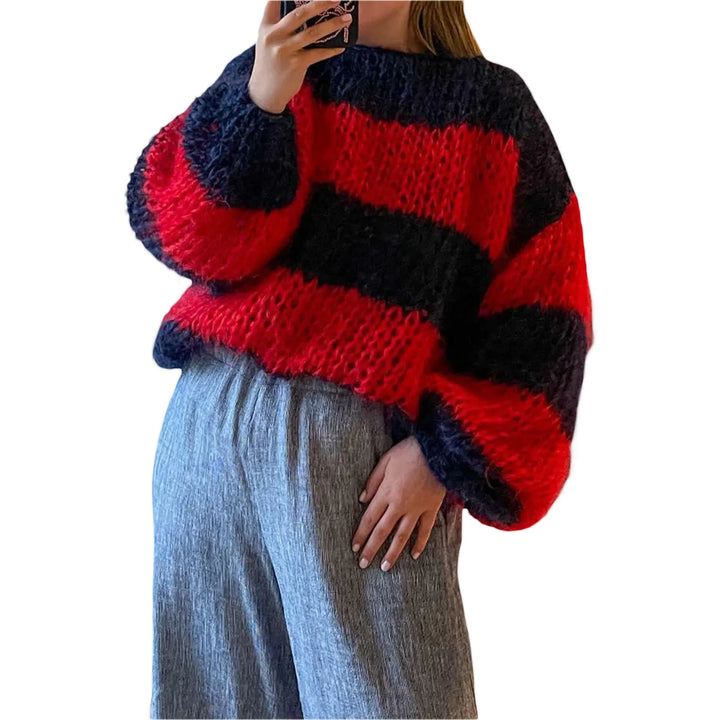 Oversize-Damenpullover mit Streifenmuster – Yvonne
