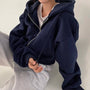 Kurze Damenweste mit Kapuze und oversized Passform – Rinette