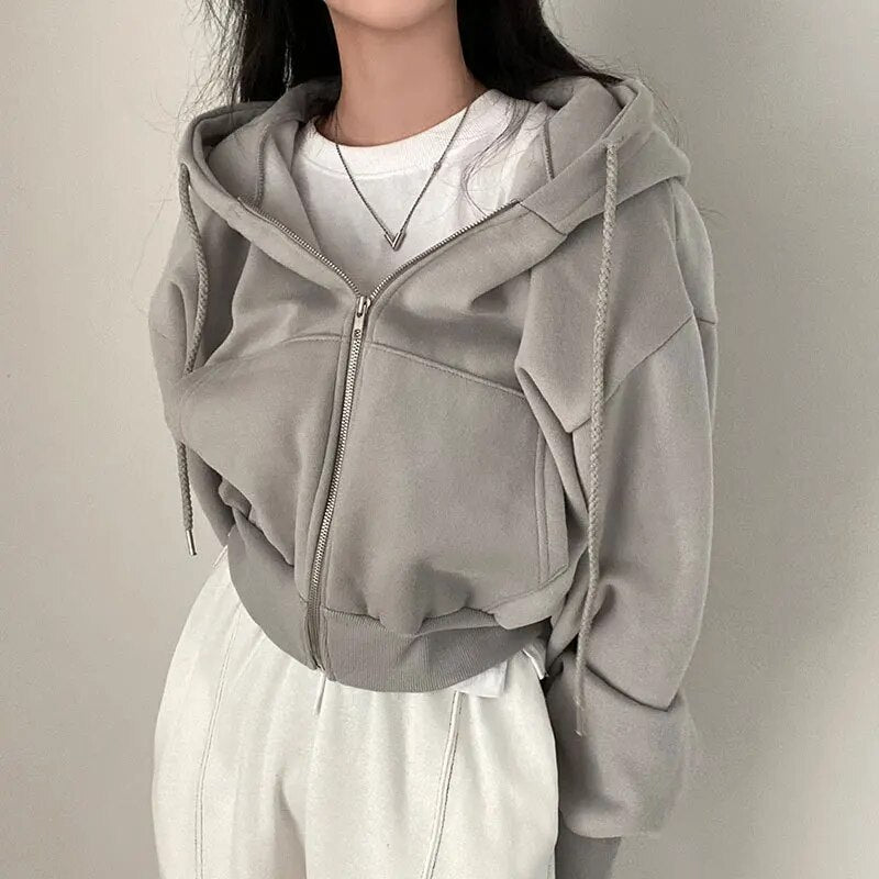 Kort Dames Vest met Capuchon en Oversized Pasvorm – Rinette